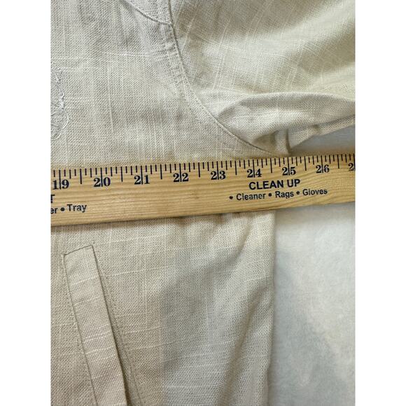 Al Wissam Jean Denim Culture Bomber Jacket Mens L Bone Linen Cotton Embroidered - Picture 13 of 16